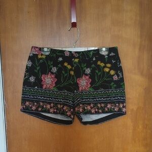 Old Navy Black and Pink High Waist Floral Shorts